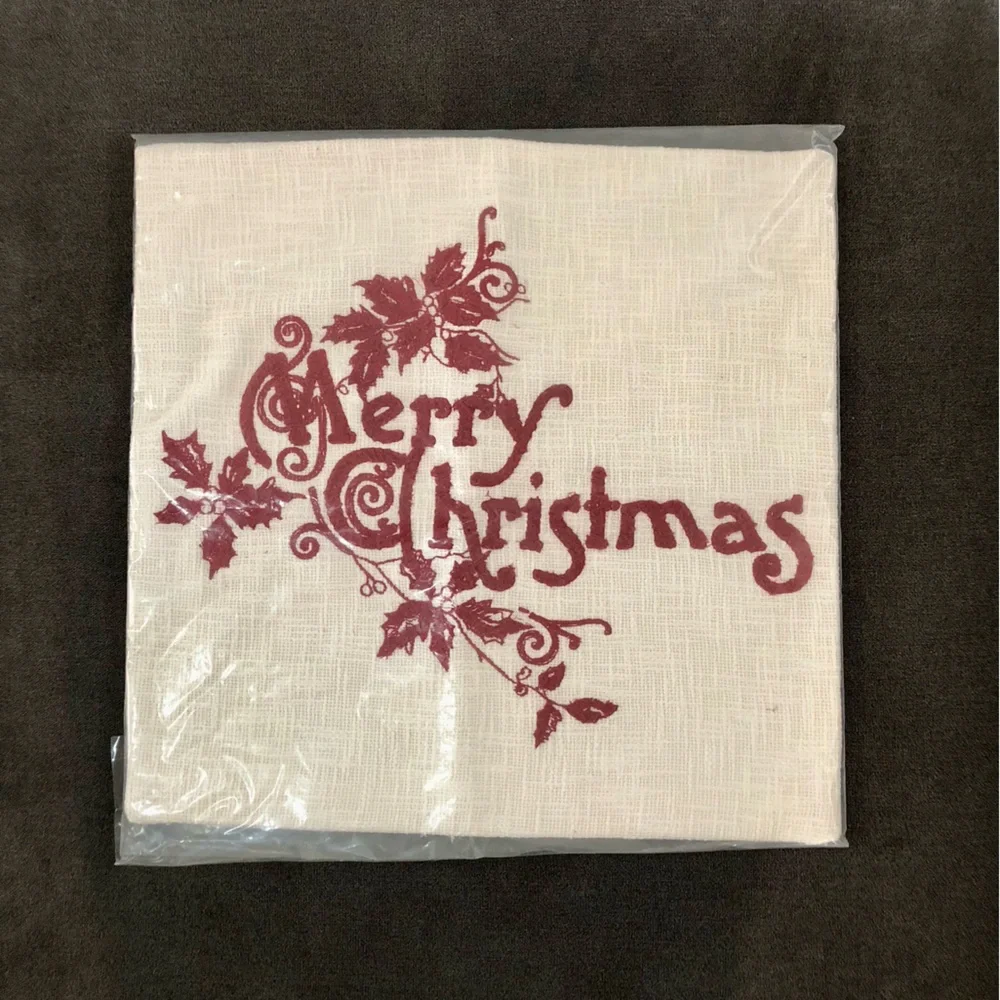 Pottery Barn Merry Christmas Embroidered Pillow Cover